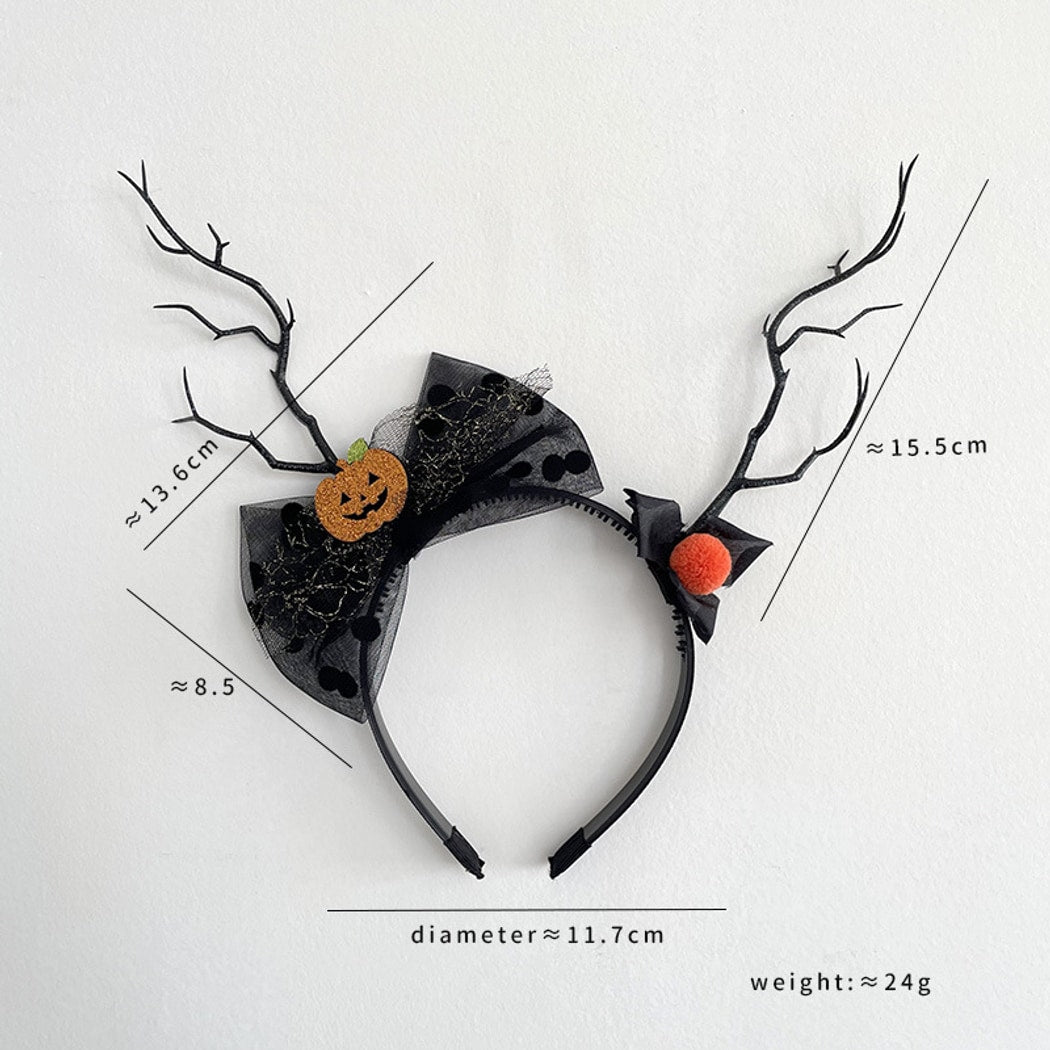 Gifty - Halloween Pumpkin Ghost Lace Dress-Up Headband