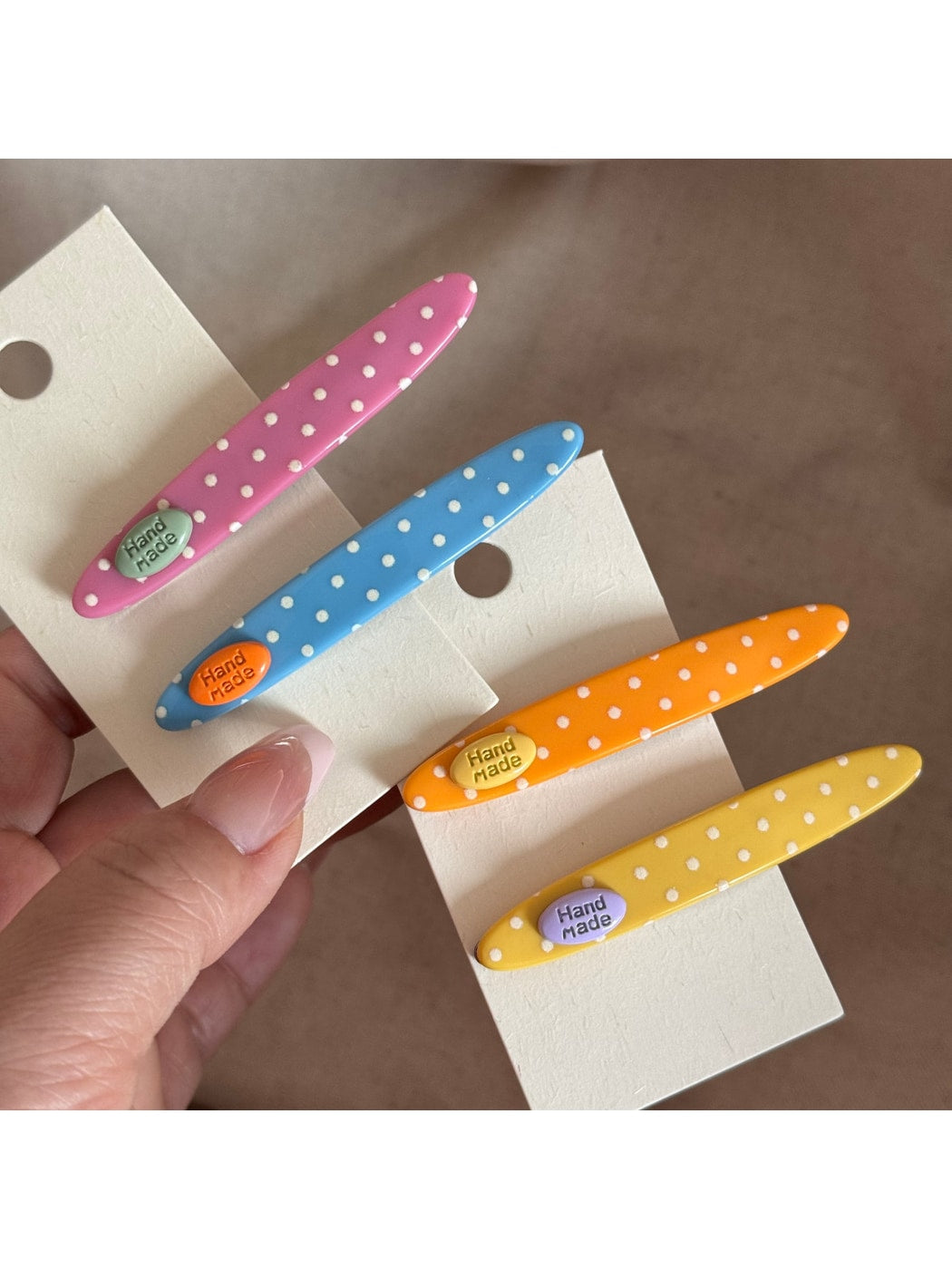 Beau - Polka Dot Acrylic Side Section Hair Clip
