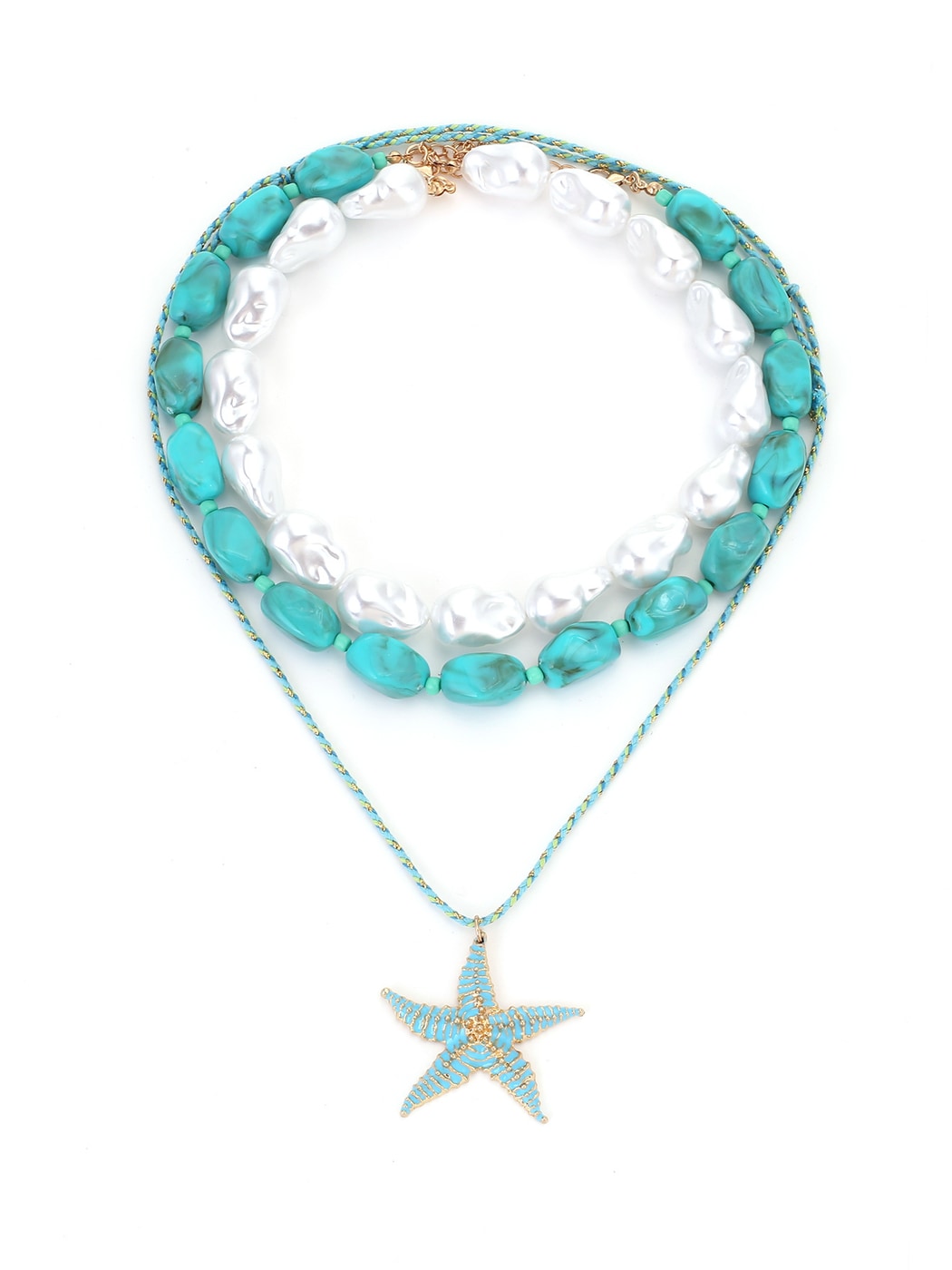 Nozari - Geometric Beaded Star Pendant Necklace
