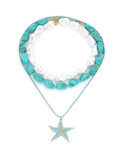 Nozari - Geometric Beaded Star Pendant Necklace