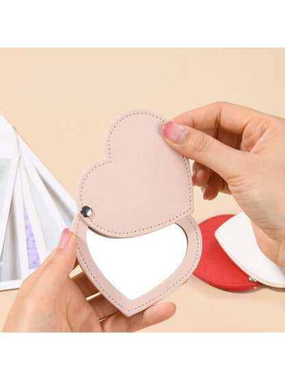 Mirroray - Elegant PU Leather Heart Folding Mirror
