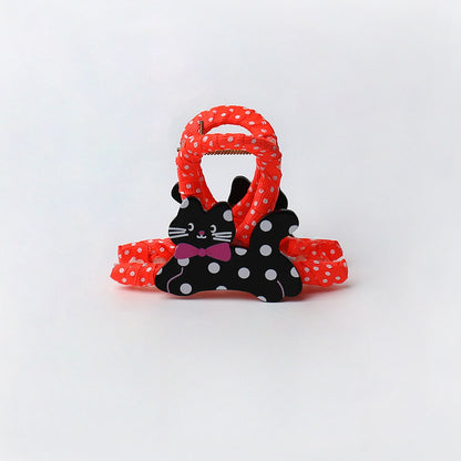Beau - Polka Dot Wrapped Dog Motif Acrylic Claw Clip