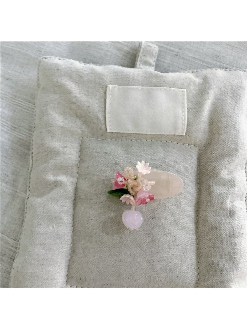 Beau - Pink Beaded Flower Hair Clip