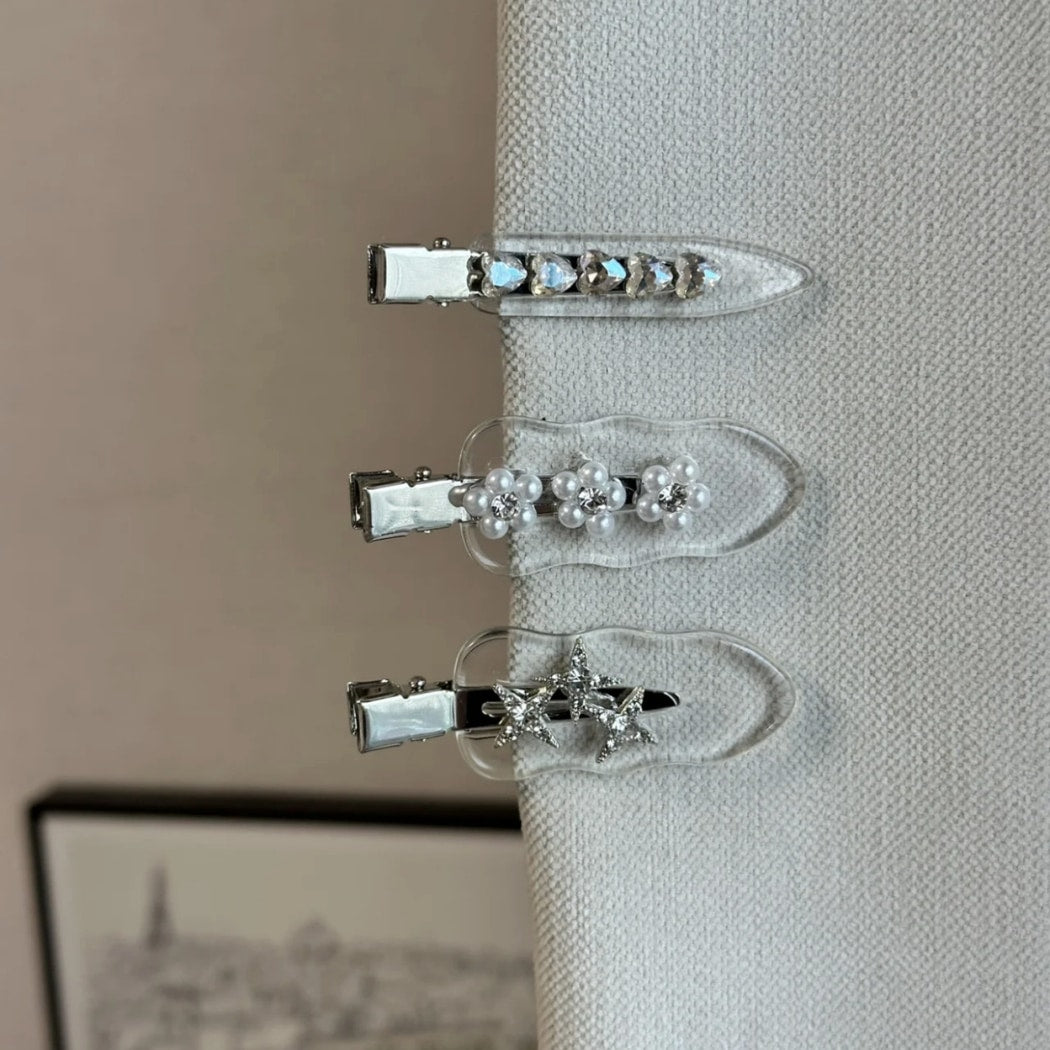 Beau - Clear Flower Detail Decorative Bangs Hair Clip