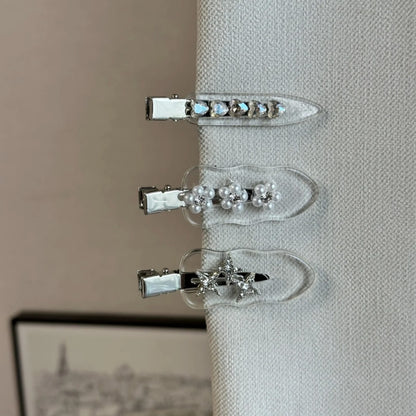 Beau - Clear Flower Detail Decorative Bangs Hair Clip