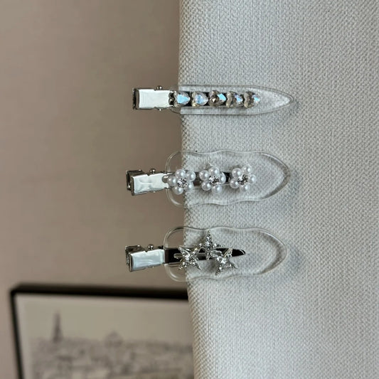 Beau - Clear Flower Detail Decorative Bangs Hair Clip