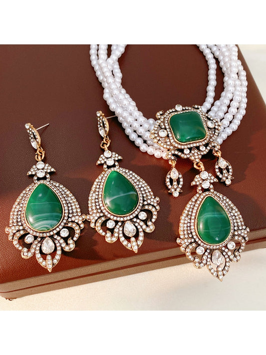 Nozari - Retro Teardrop Dangle Earrings Necklace