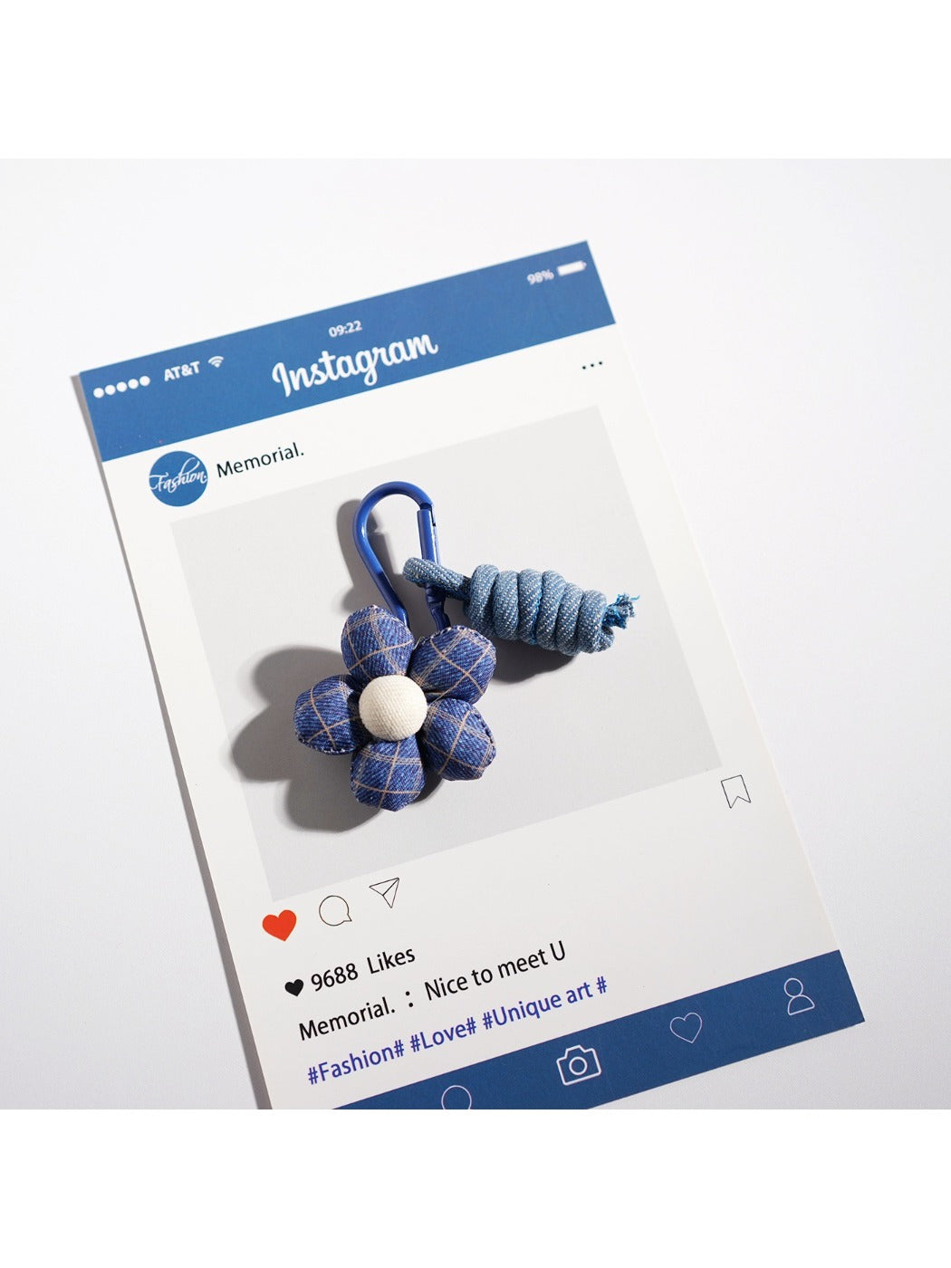 Keypus - Playful Denim Flower Keychain