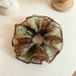 Gifty - Elegant Brown Print Ruffle Scrunchie