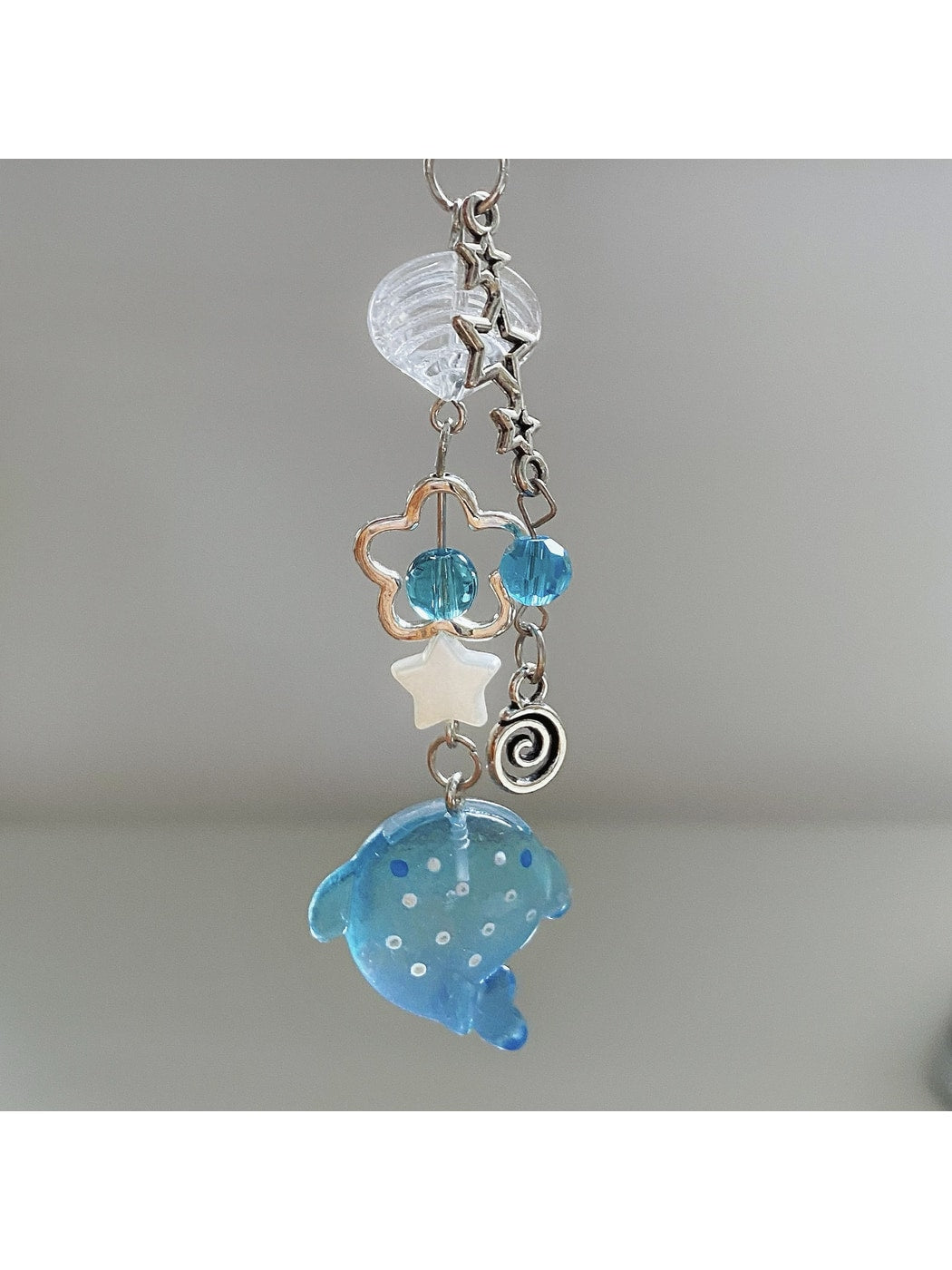 Keypus - Cute Beaded Polka Dot Shark Phone Charm