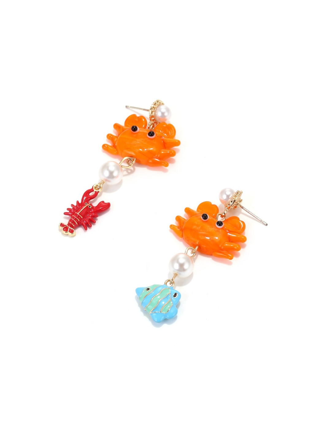 Earedge - Asymmetrical Crab Fish Beach Style Earrings