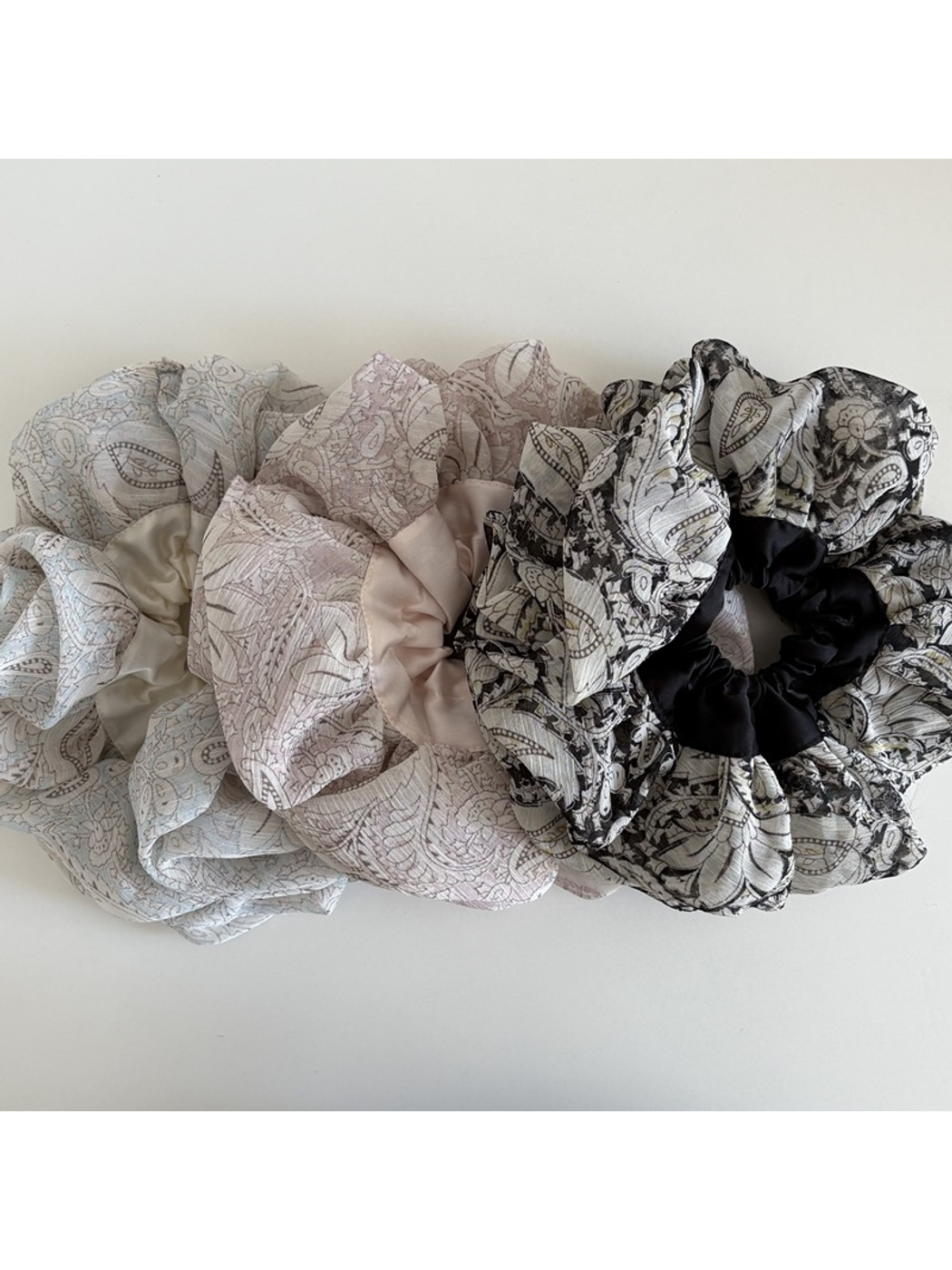 Gifty - Ruffled Layered Satin Spliced Hair Scrunchie