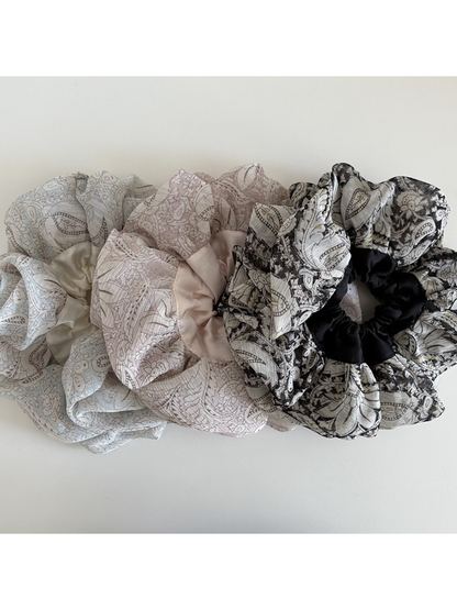 Gifty - Ruffled Layered Satin Spliced Hair Scrunchie
