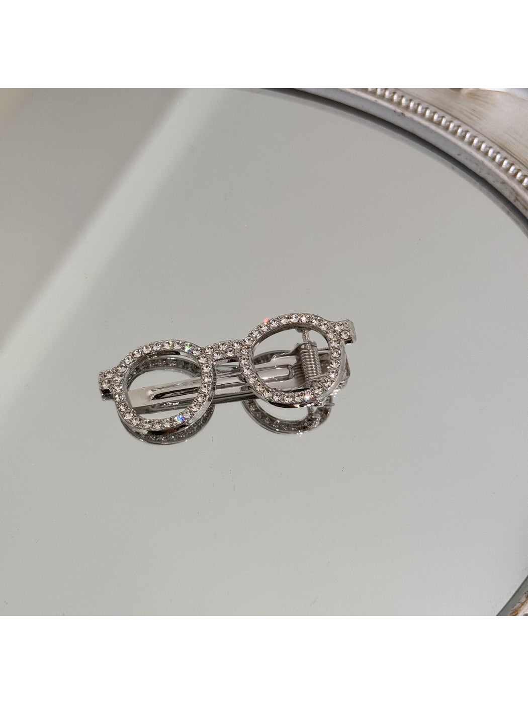 Beau - Rhinestone Eyeglasses Shape Alloy Hair Clip