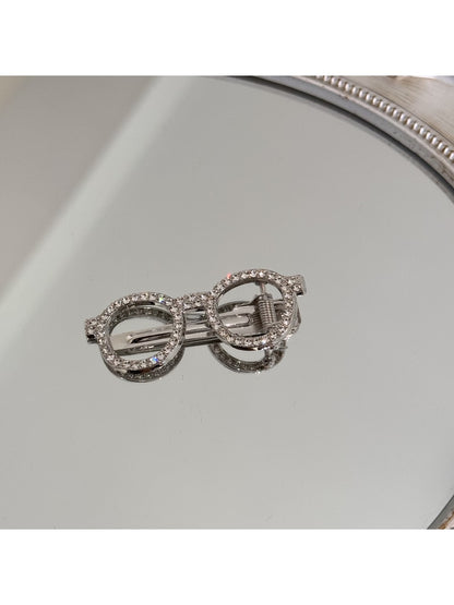 Beau - Rhinestone Eyeglasses Shape Alloy Hair Clip