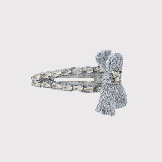 Beau - Gray Tone Bow Accent Hair Clip