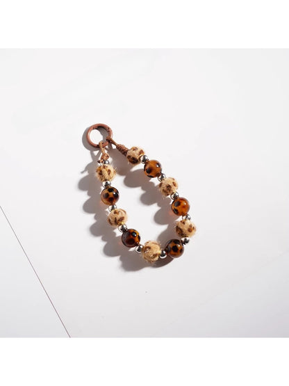 Keypus - Vintage Leopard Print Beaded Keychain