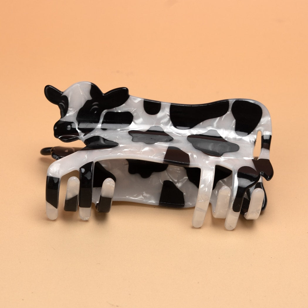 Beau - Cow Print PVC Animal Shape Claw Clip