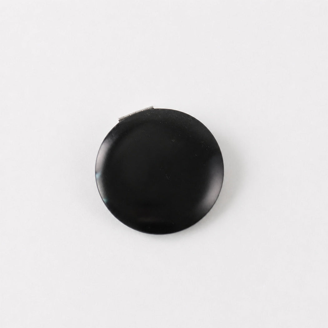 Black round double-sided pocket mirror