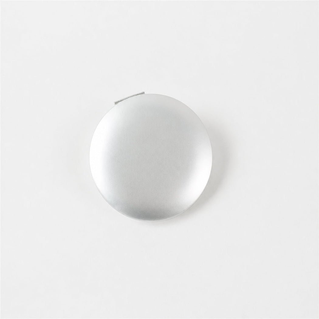 Silver round double-sided pocket mirror