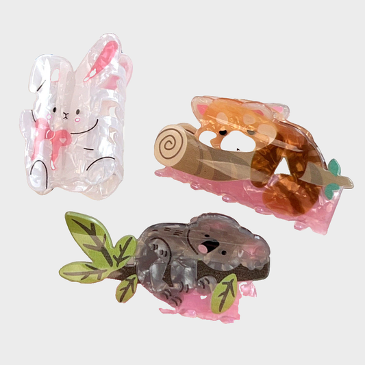 Beau - Koala Raccoon Rabbit Hair Claw Clip variant overview on neutral background
