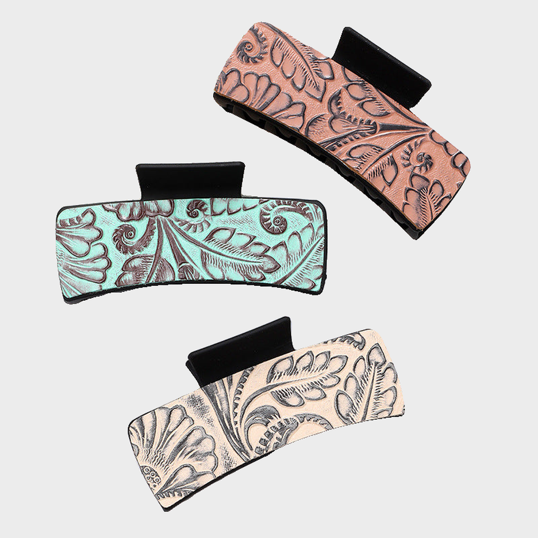 Beau - Textured Floral Print Hair Claw variant overview on neutral background
