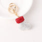 Red and silver Christmas stocking keychain