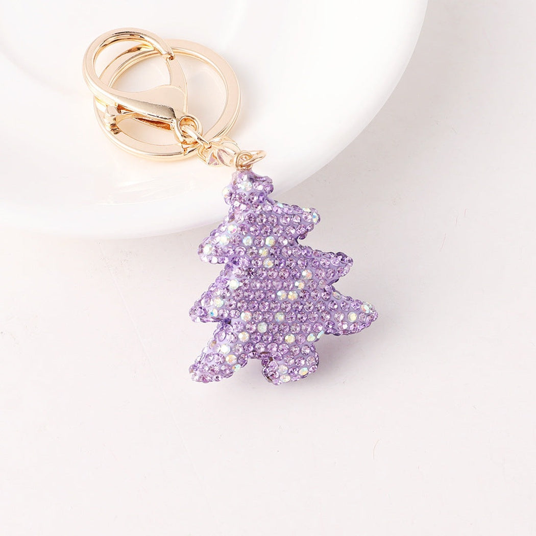 Purple Christmas tree keychain