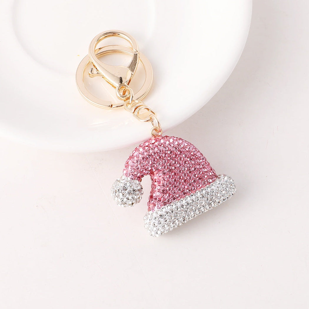 Pink Christmas hat keychain