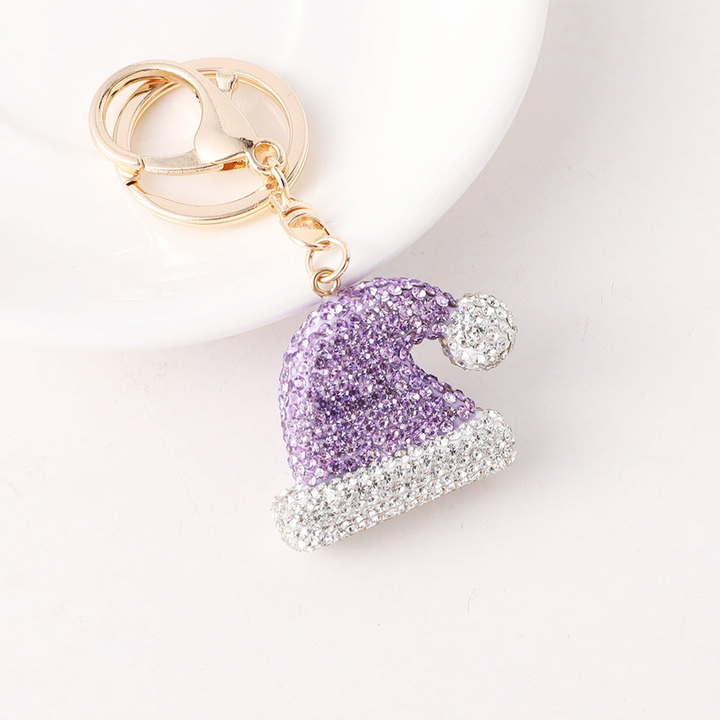 Purple Christmas hat keychain