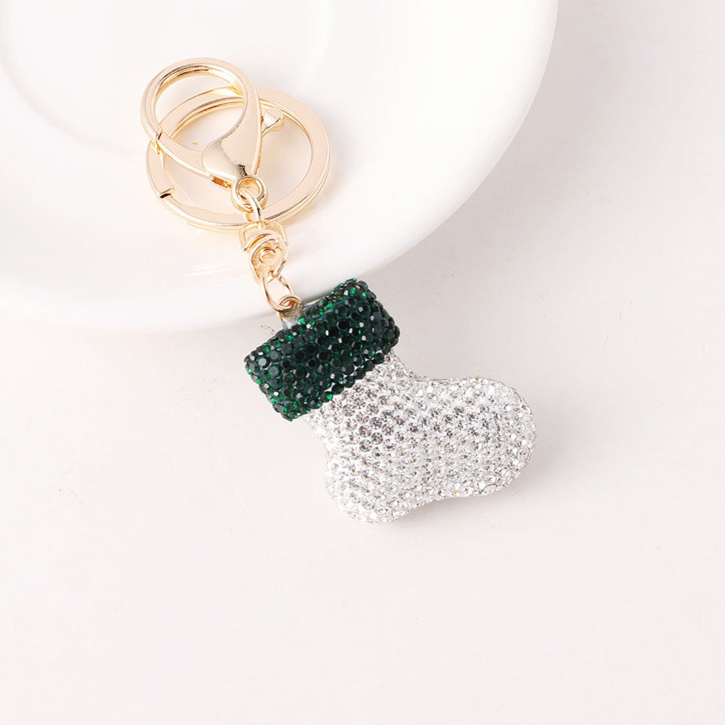Green Christmas stocking keychain