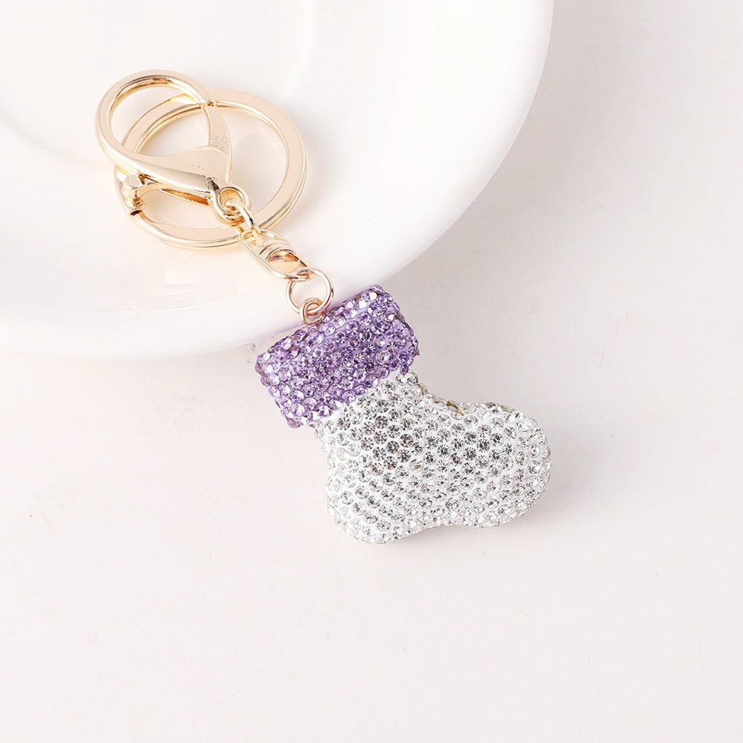 Purple Christmas stocking keychain