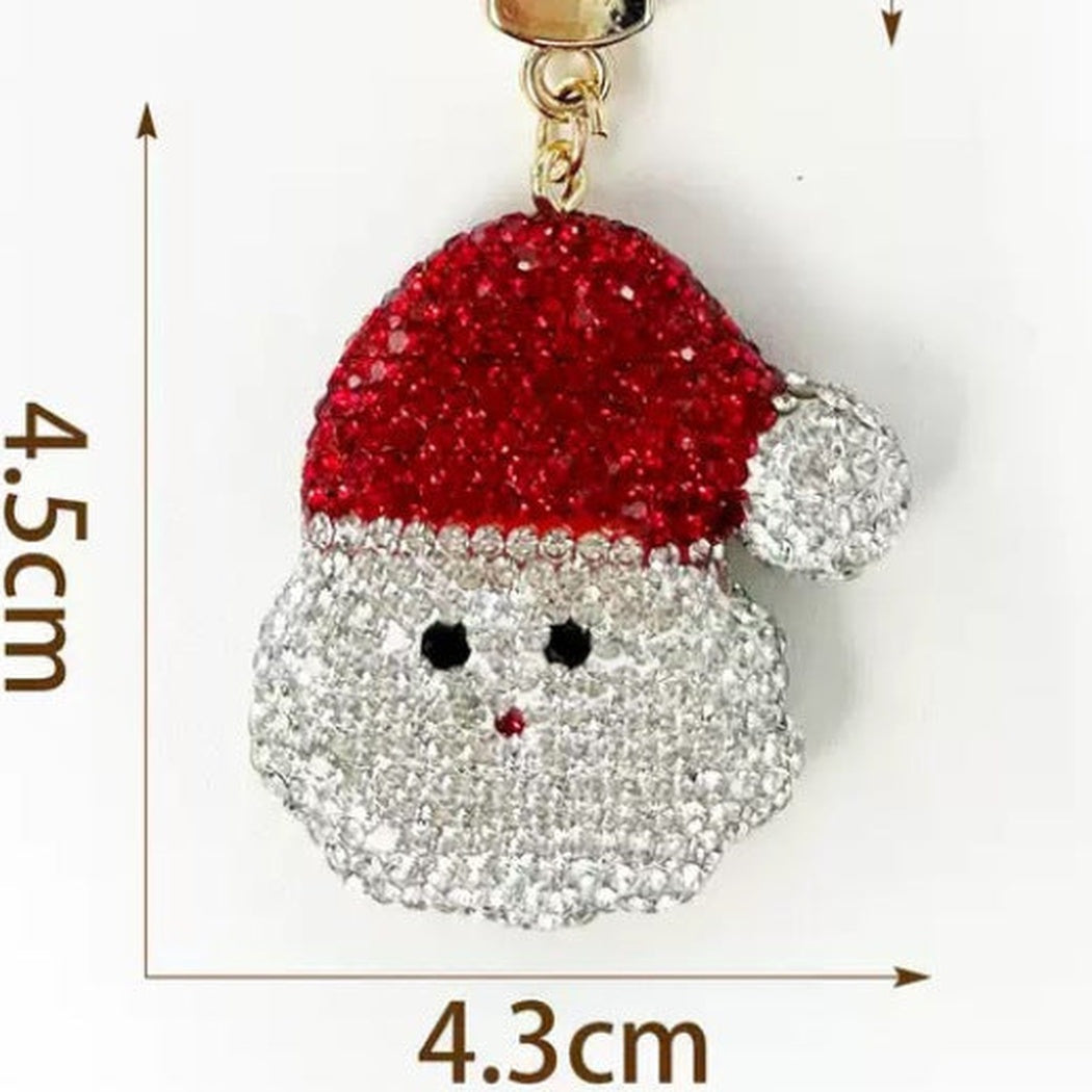 Red Santa face keychain with 4.5 by 4.3 cm dimensions