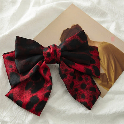 Beau - Satin Leopard Print Bow Hair Clip variant image 2