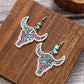 Earedge - Western Colorful Cow Skull Earrings