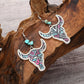 Earedge - Western Colorful Cow Skull Earrings