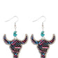 Earedge - Western Colorful Cow Skull Earrings