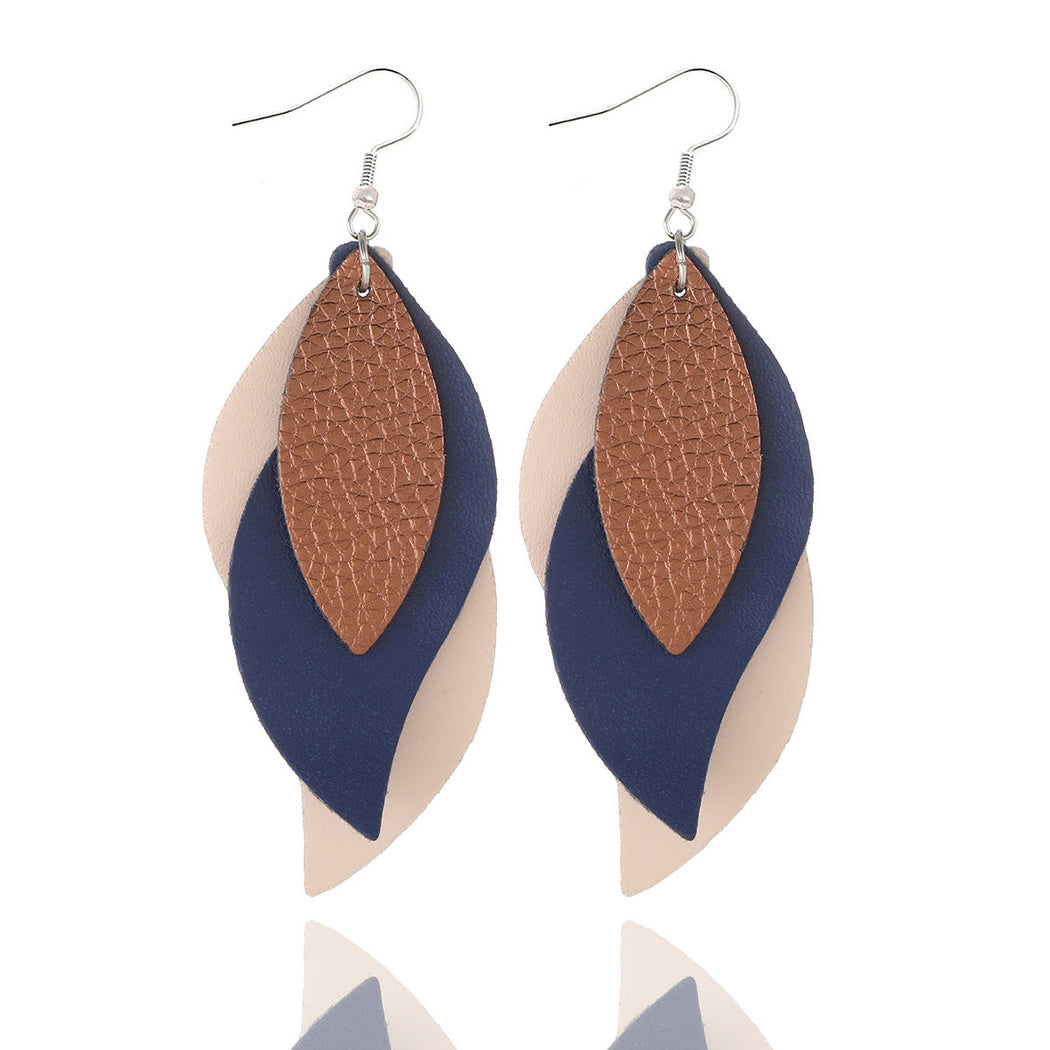 Earedge - Blue Layered Leaf Earrings 11291