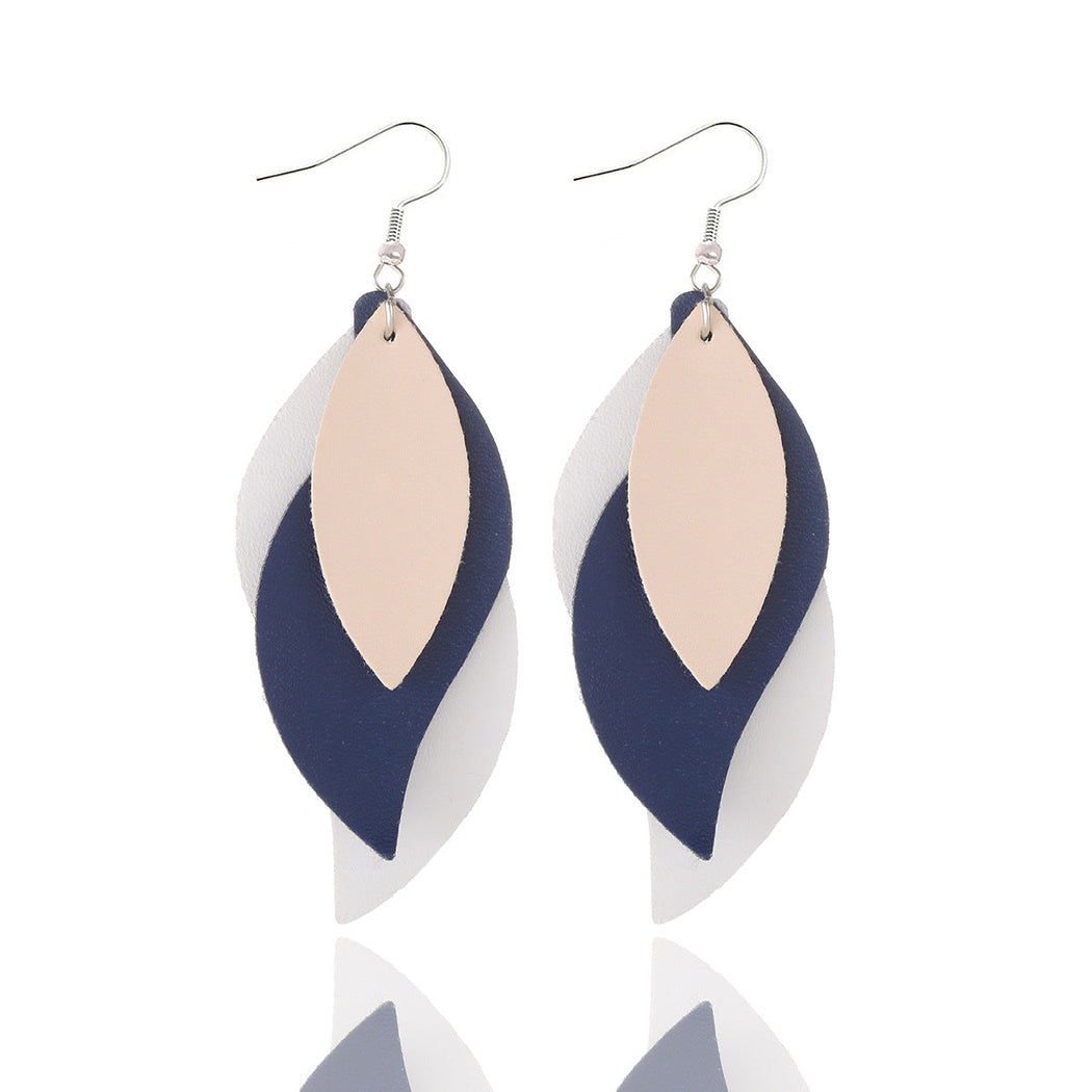Earedge - Blue Layered Leaf Earrings 11295
