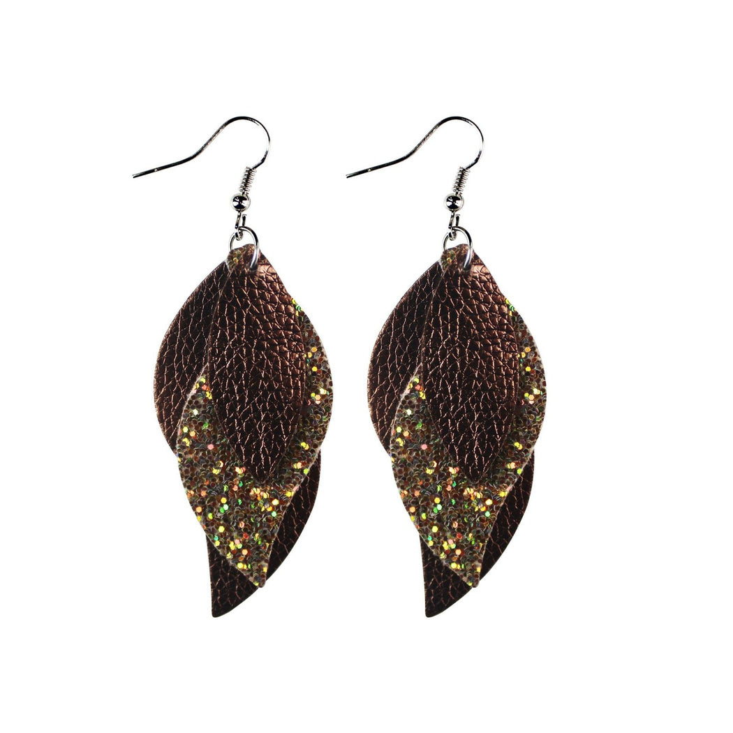 Earedge - Blue Layered Leaf Earrings 10703