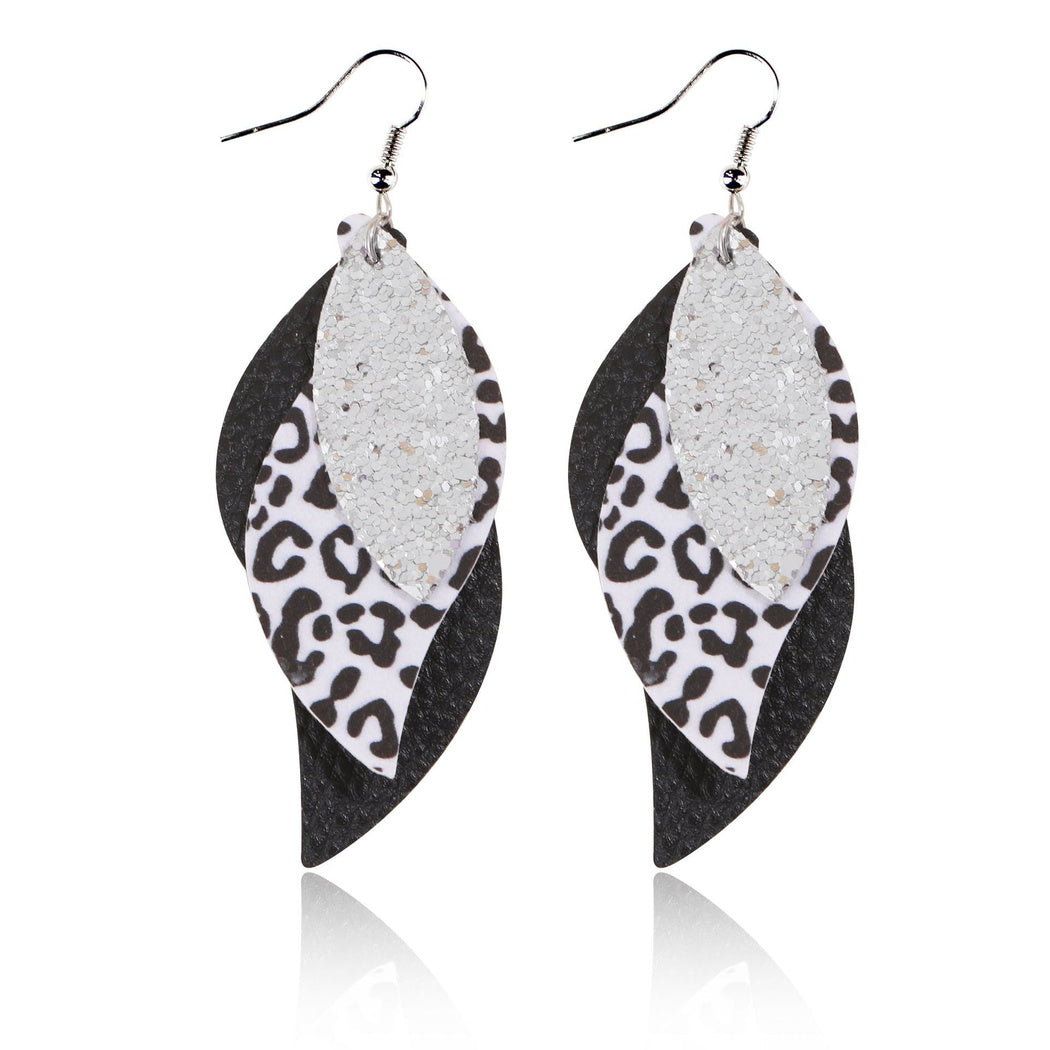 Earedge - Blue Layered Leaf Earrings 10009