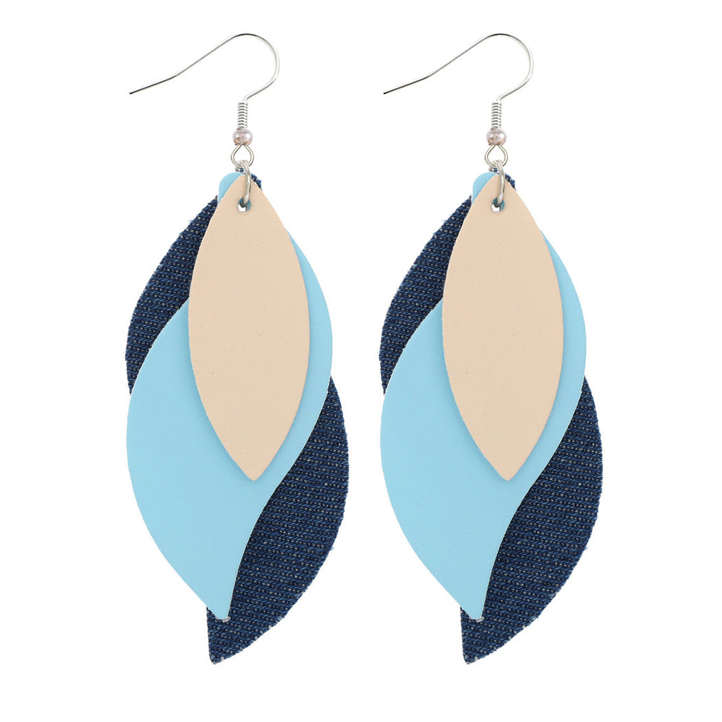 Earedge - Blue Layered Leaf Earrings 11874