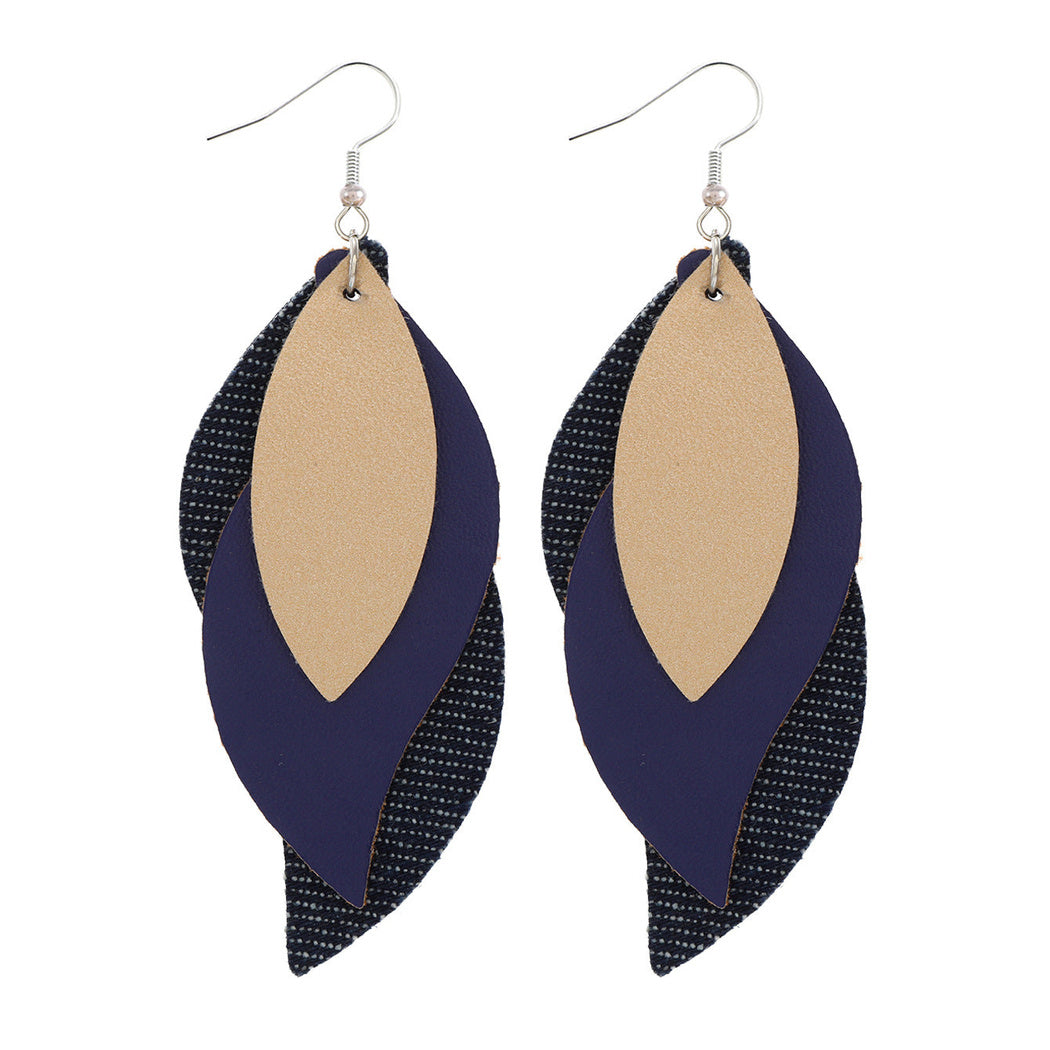 Earedge - Blue Layered Leaf Earrings 11875