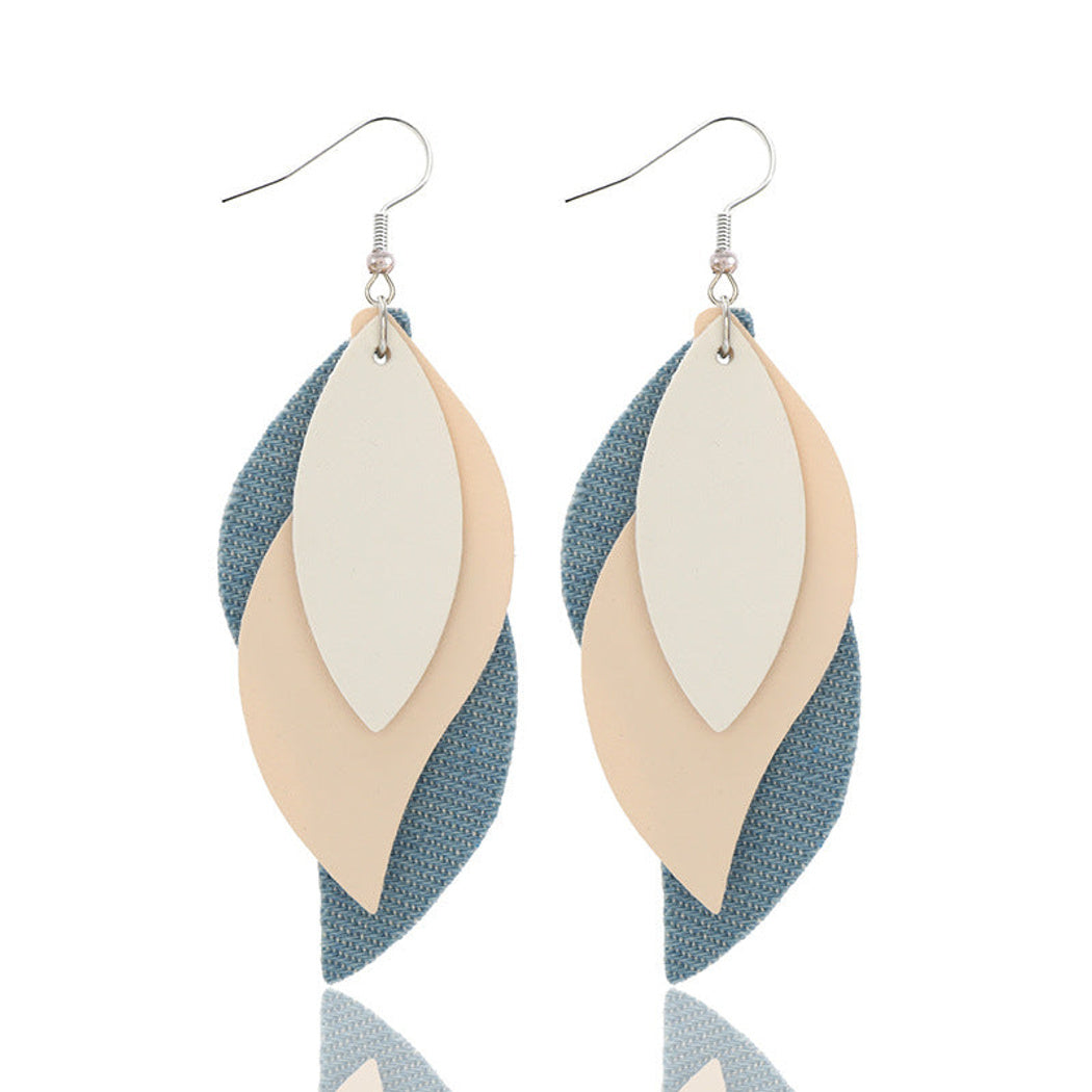 Earedge - Blue Layered Leaf Earrings 11876