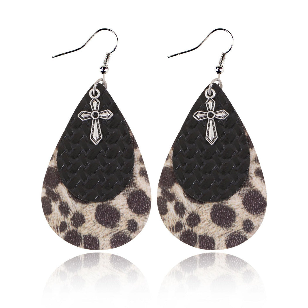 Earedge - Blue Layered Leaf Earrings 10007