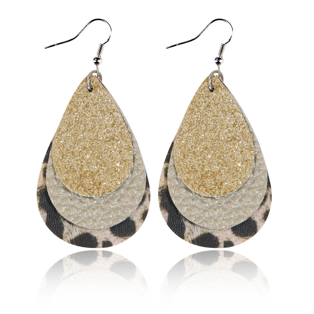 Earedge - Blue Layered Leaf Earrings 10105