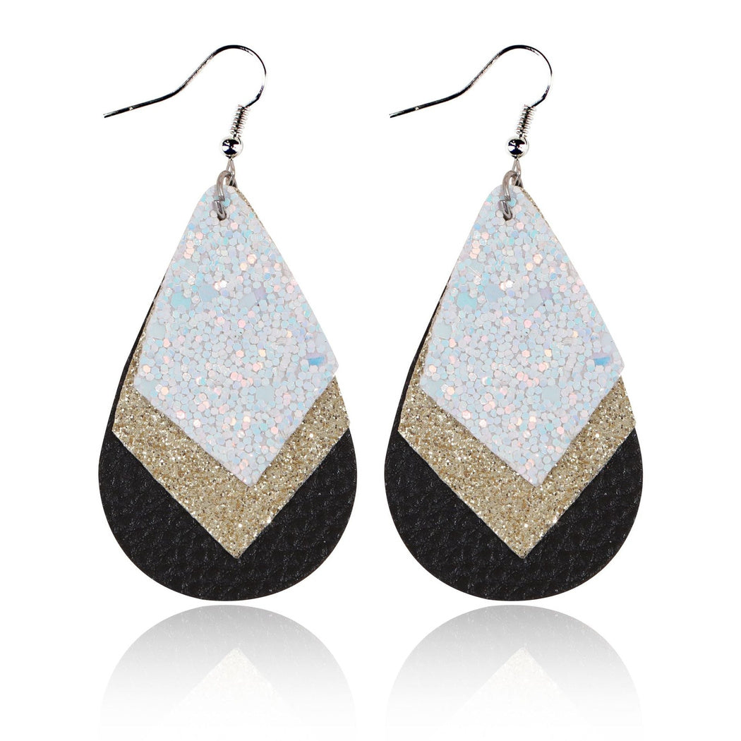 Earedge - Blue Layered Leaf Earrings 10106