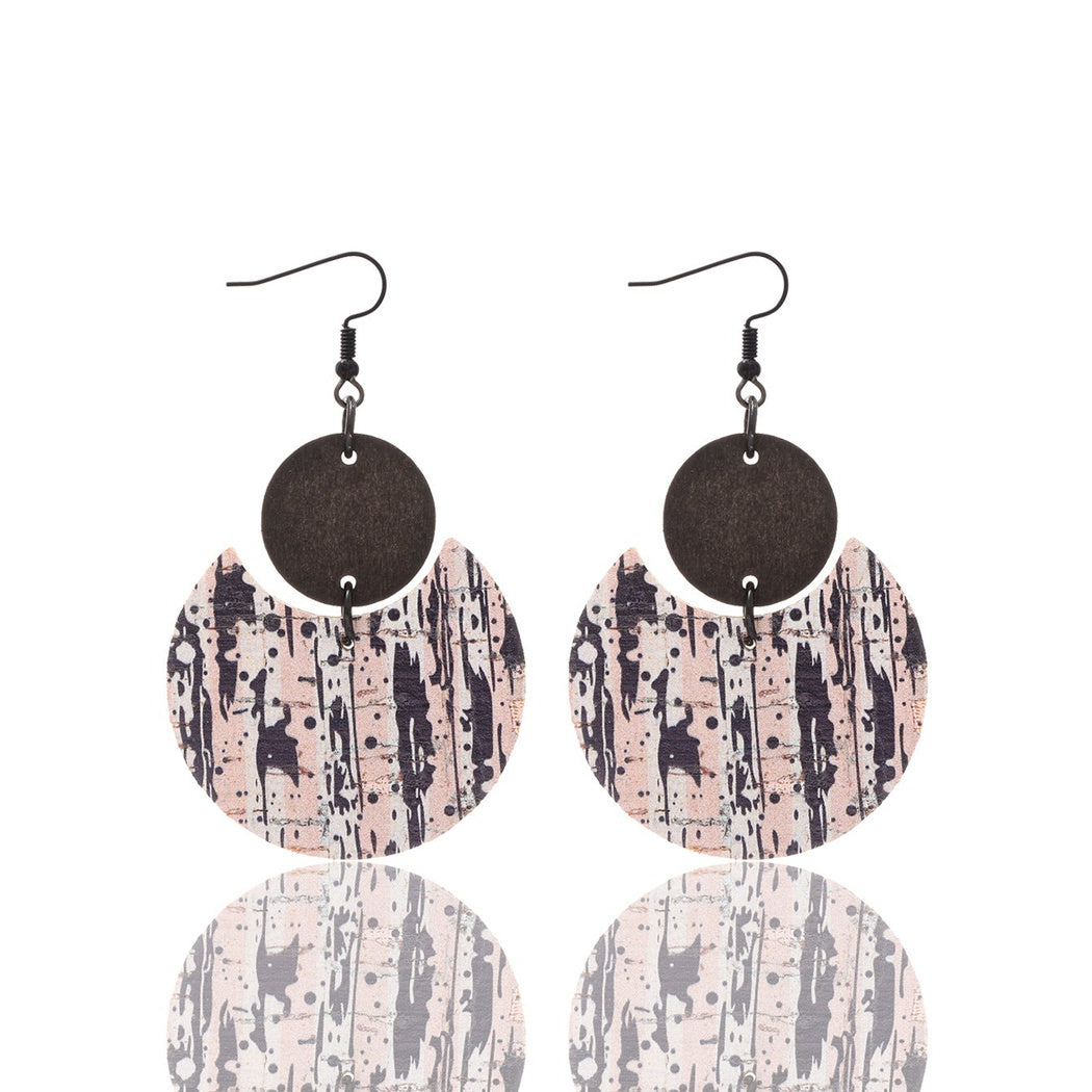 Earedge - Black Floral Round Earrings 11968