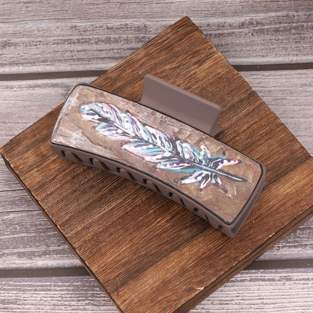Beau - Western Feather Print Hair Claw