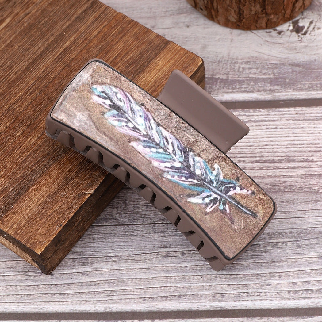 Beau - Western Feather Print Hair Claw